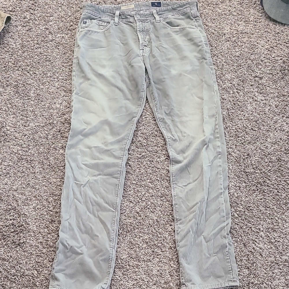 Ag Adriano Goldschmied Light Gray Corduroy Pants 34x34